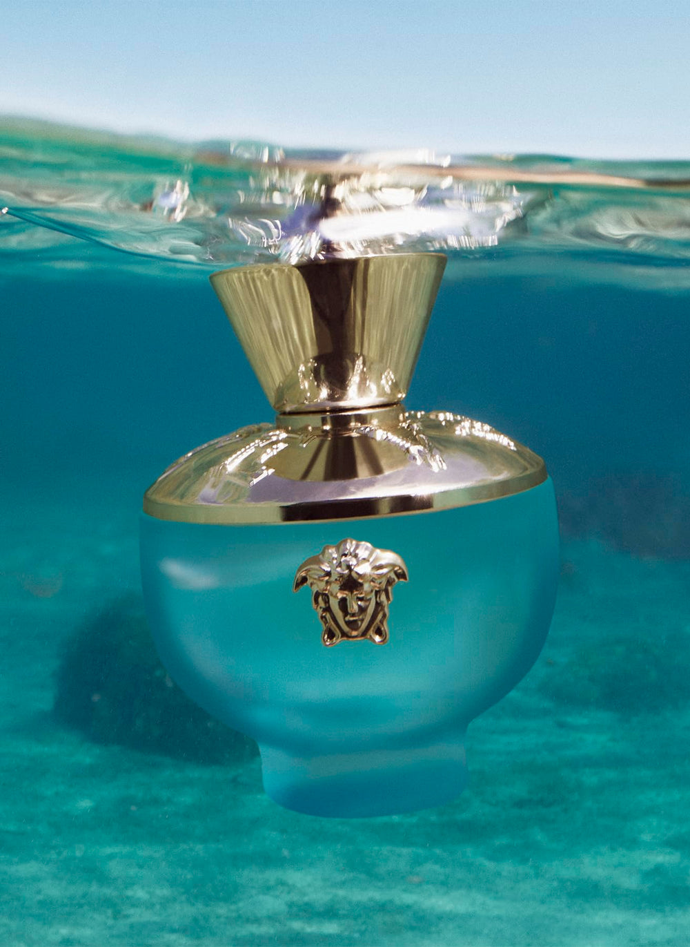 Versace Dylan Turquoise cap detail, refined craftsmanship