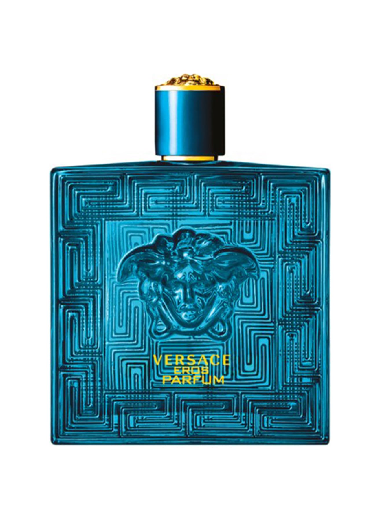 Versace Eros bottle front view, bold masculine fragrance for special occasions.