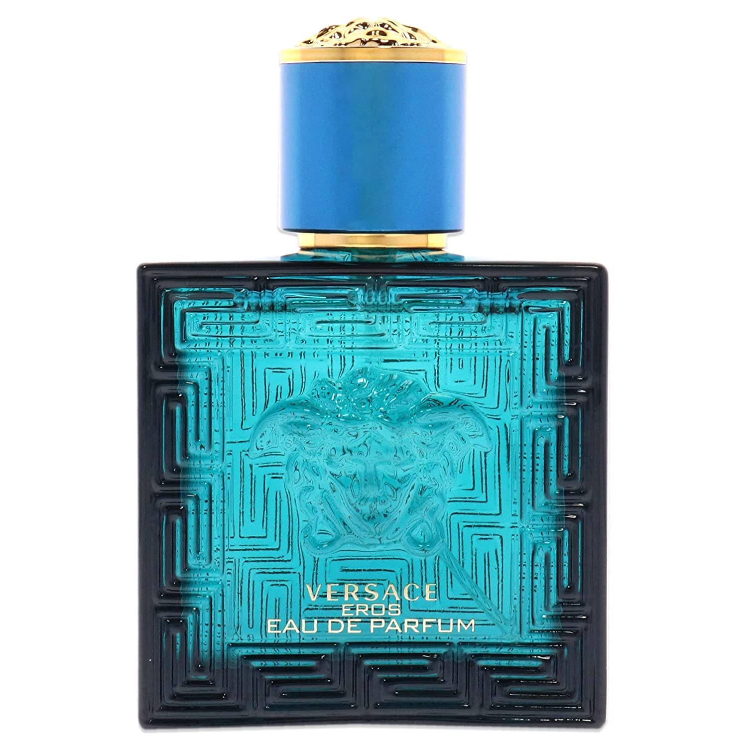 Versace Eros bottle closeup showing premium detailing for luxe impression