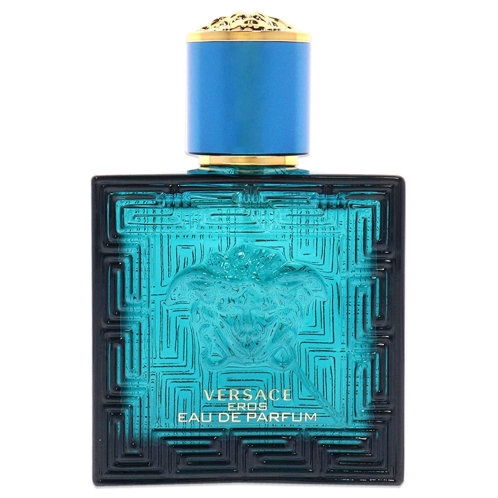 Versace Eros bottle closeup showing premium detailing for luxe impression