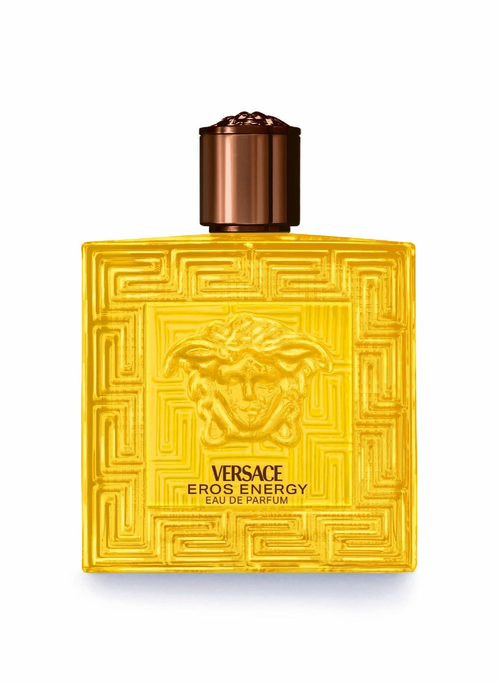 Versace Eros Energy bottle pour highlights a long-lasting scent for evenings.