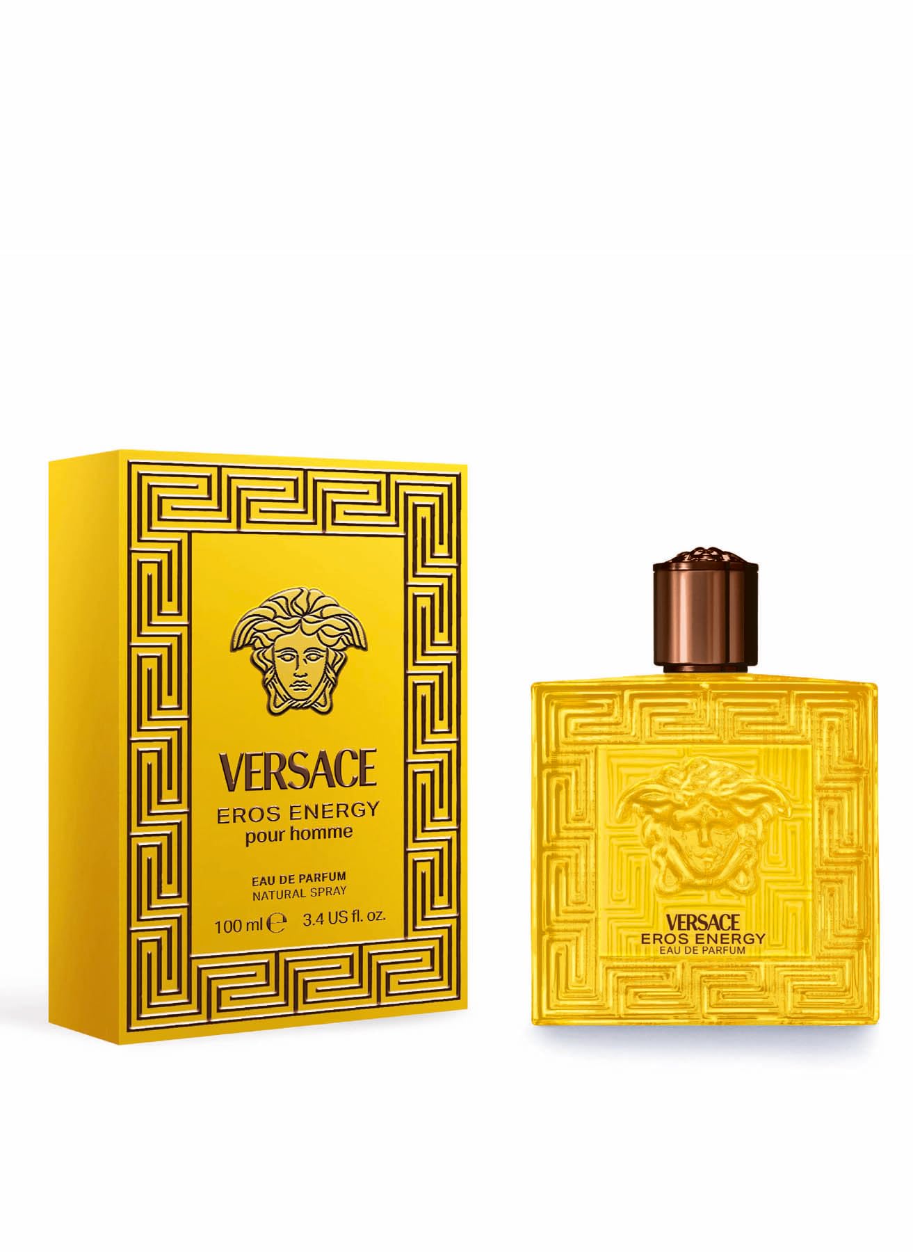 Versace Eros Energy closeup cap emphasizes premium design and confident daytime wear.