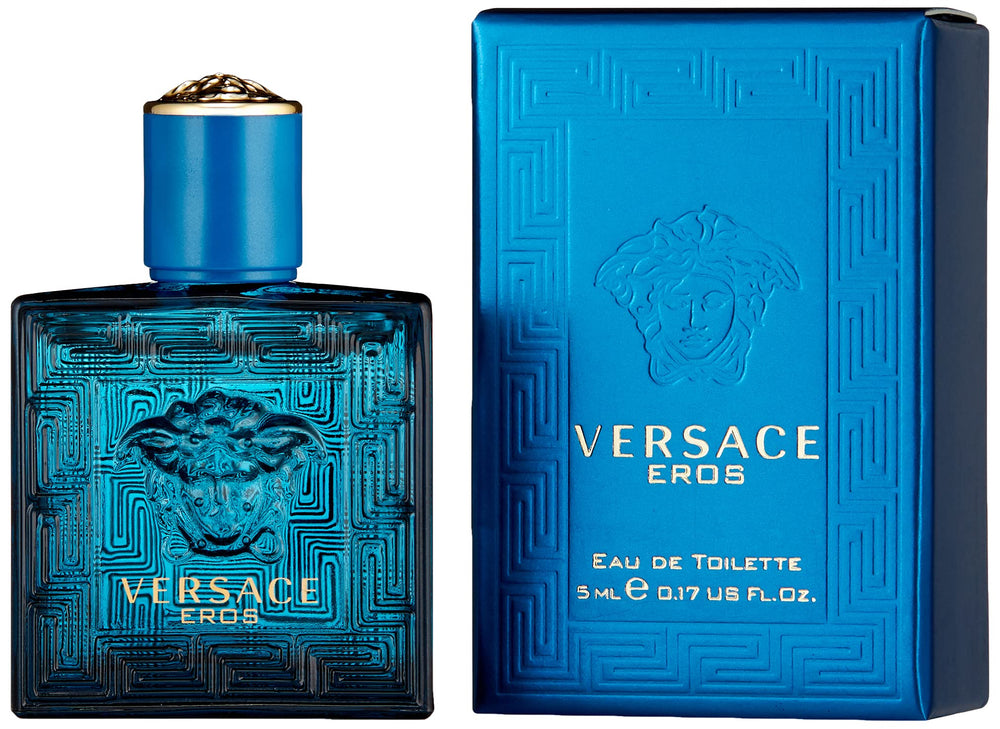 Versace Eros mini box angled view hints at luxury packaging.