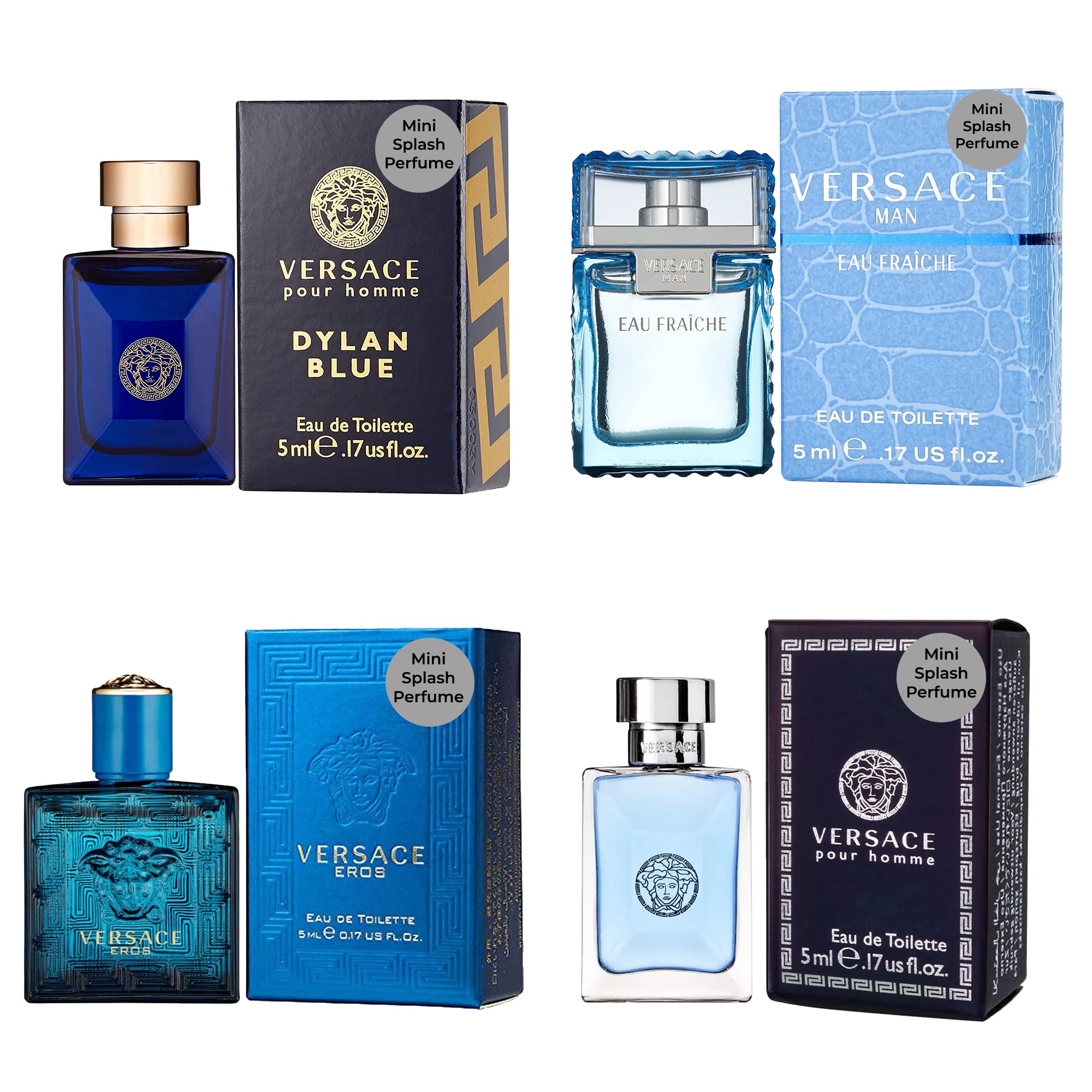 Versace Eros mini EDT bottle offers bold luxury in a portable 0.17 oz format.