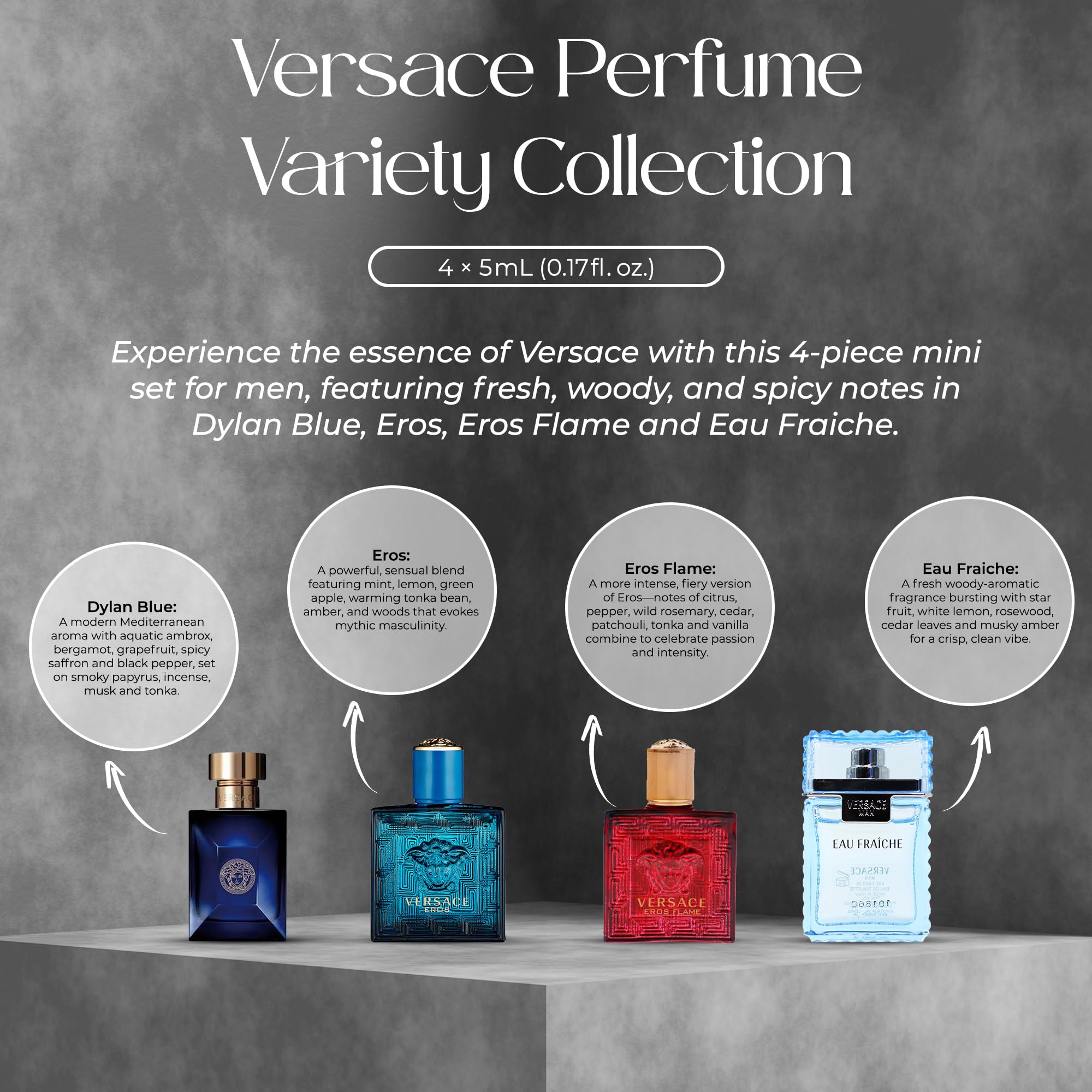 Versace Eros mini EDT vial in bold masculine packaging for on-the-go use.