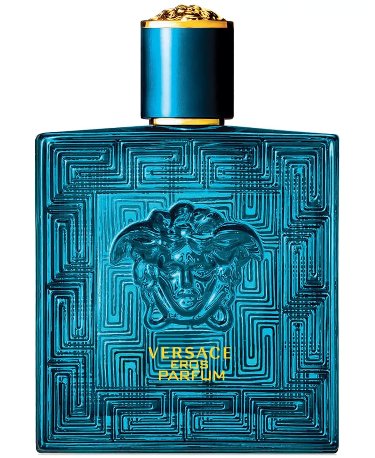 Versace Eros Parfum bottle front view for bold evening style