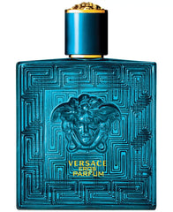 Versace Eros Parfum bottle front view for bold evening style