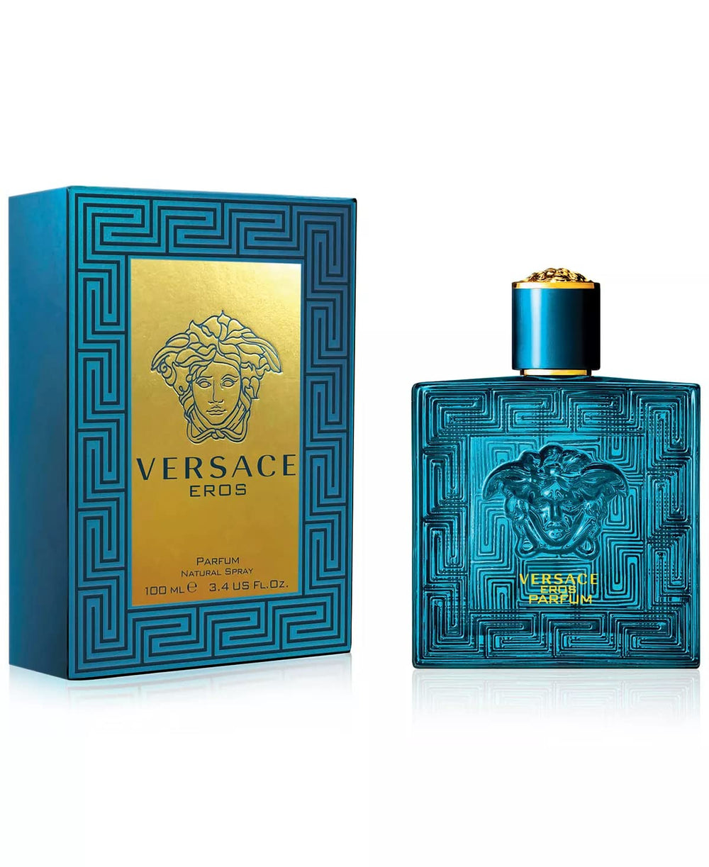 Versace Eros Parfum packaging box highlighting premium presentation