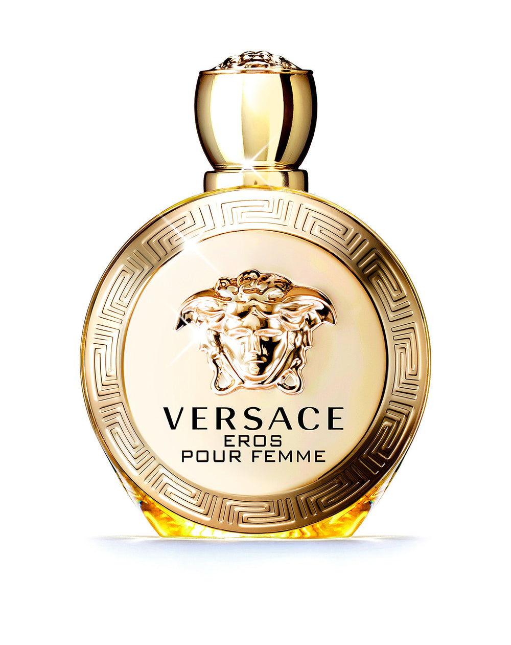Versace Eros Pour Femme bottle cap close-up, premium fragrance experience