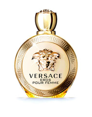 Versace Eros Pour Femme bottle cap close-up, premium fragrance experience