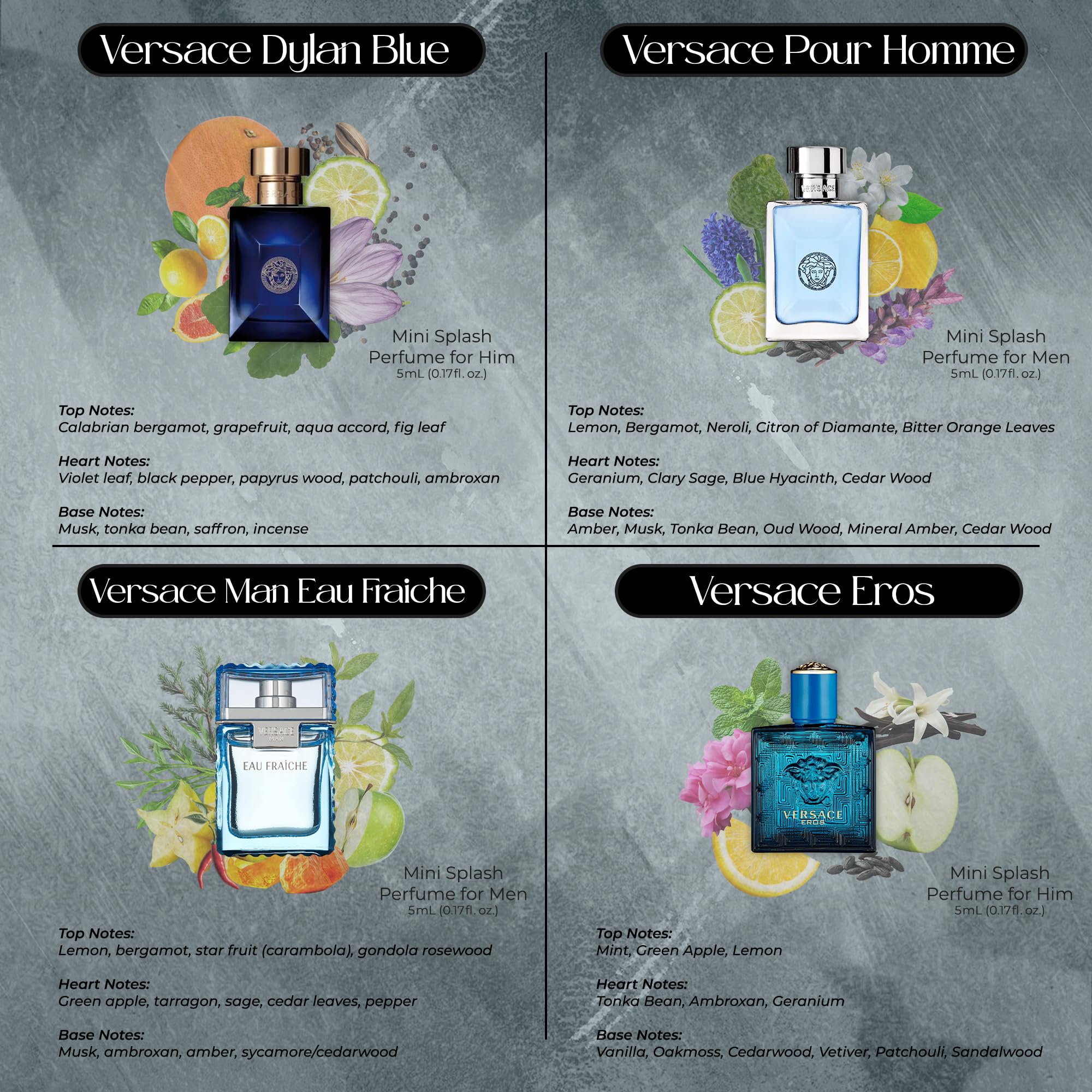 Versace Man Eau Fraiche mini EDT brings a fresh citrus note in travel size.