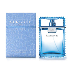 Versace Man Eau Fraiche packaging detail shows premium materials