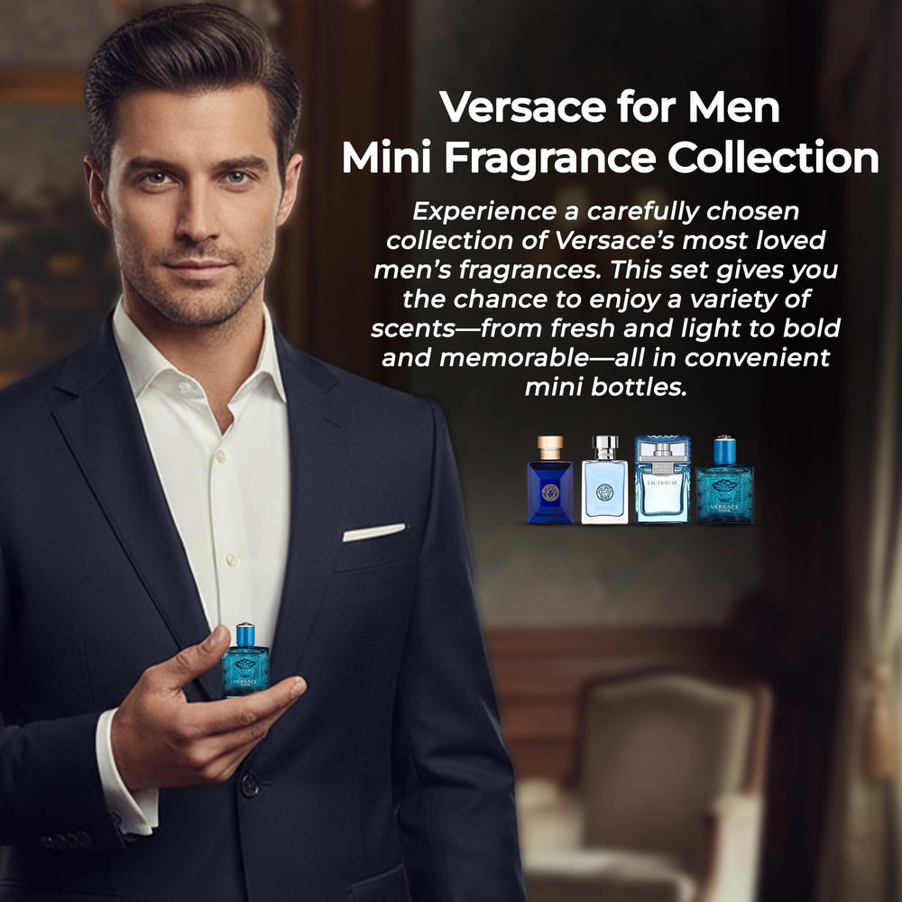 Versace Men's Cologne Set Display highlights gift-ready collection.