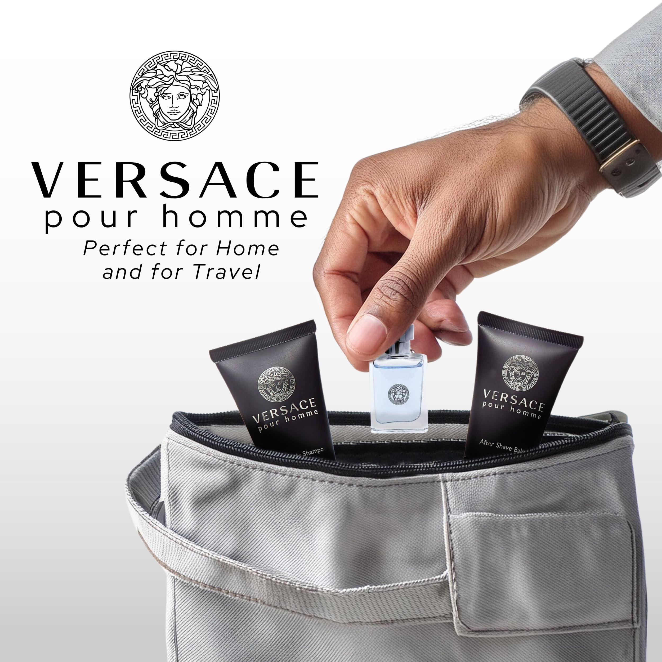 Versace Pour Homme after shave balm tube, soothing post-shave routine.