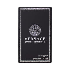 Versace Pour Homme bottle top view showing a fresh citrus opening for daily wear.