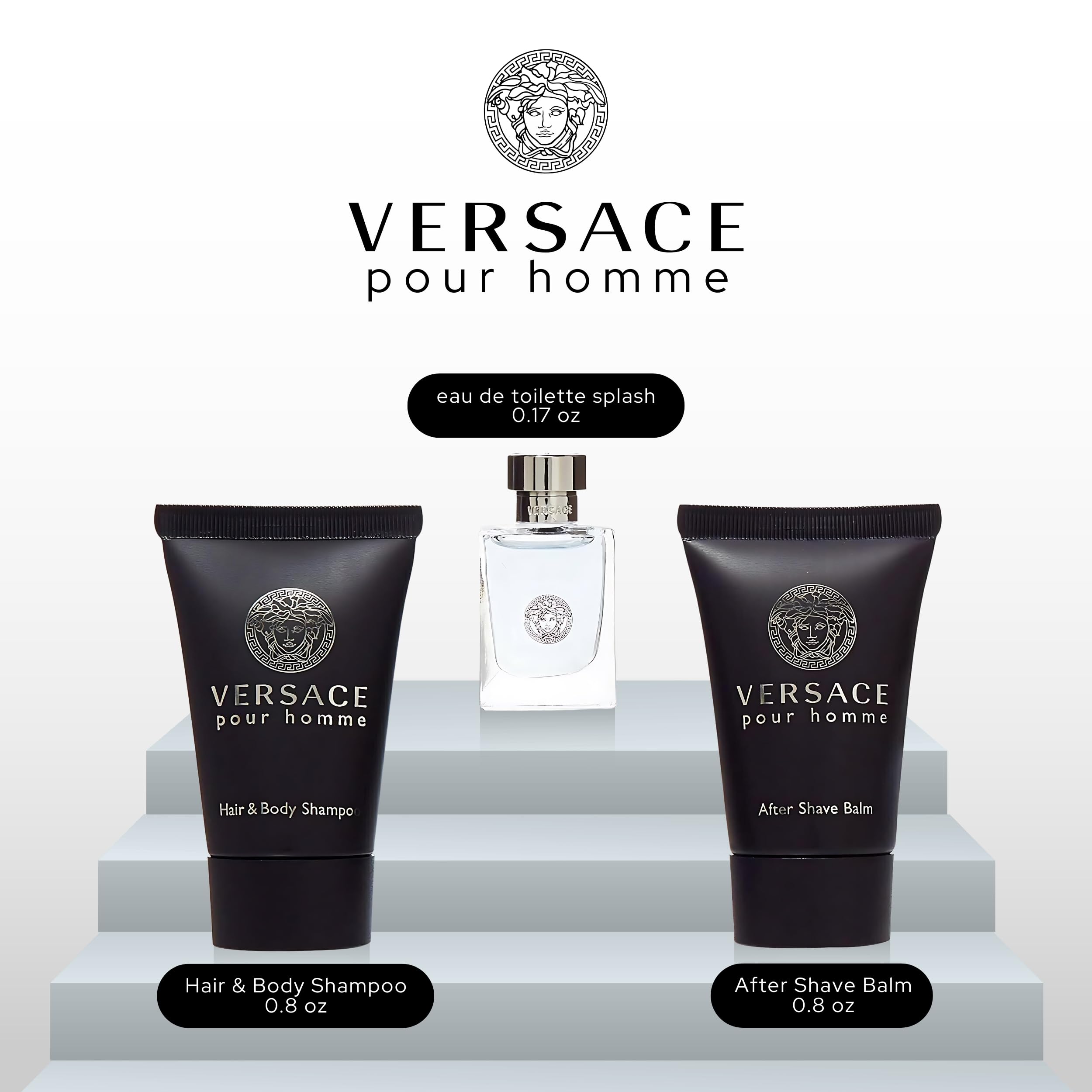 Versace Pour Homme EDT bottle close-up, sleek design for premium daily use.