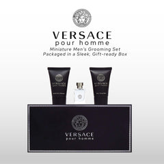 Versace Pour Homme hair and body shampoo bottle, convenient daily grooming.