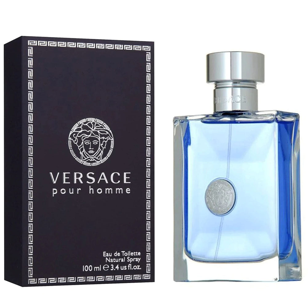 Versace Pour Homme outer packaging, attractive display on shelf.