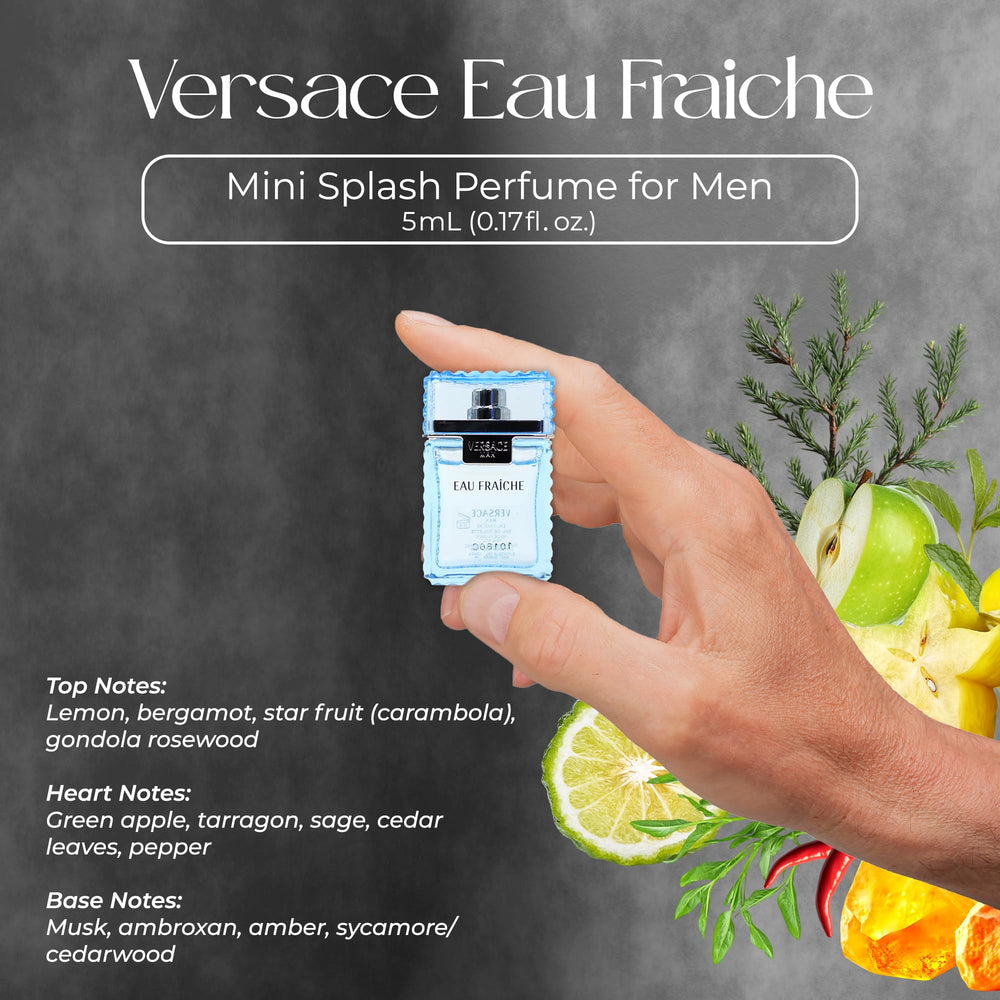 Versace travel-size perfume sampler highlights portability.