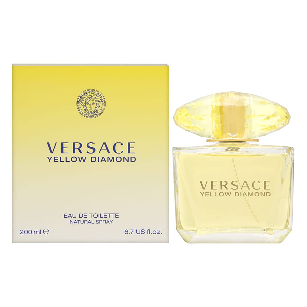 Versace Yellow Diamond bottle front view, radiant design for daily elegance.