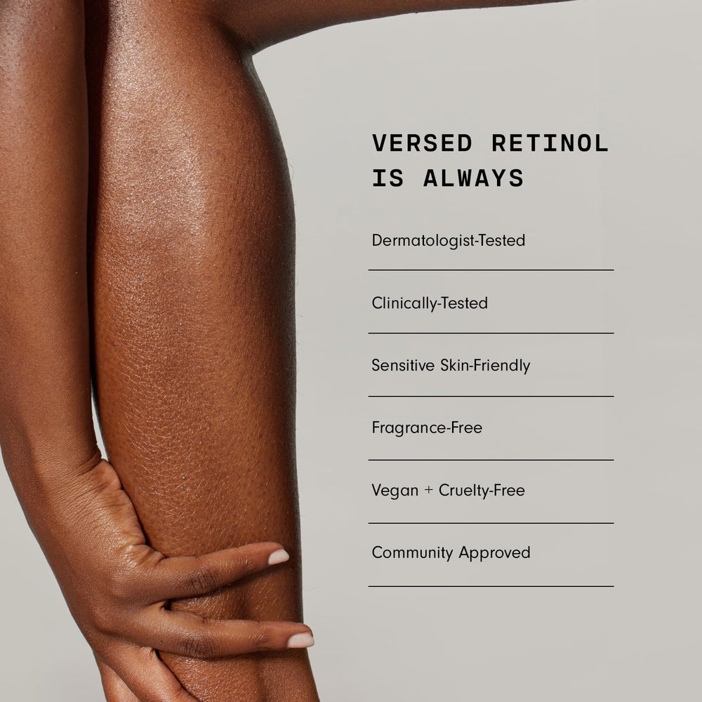 Versed retinol lotion applied at night for gentle renewal