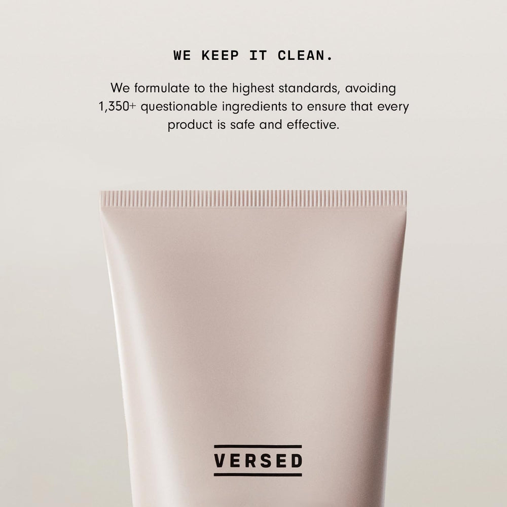 Versed bottle shown with nighttime skincare routine idea