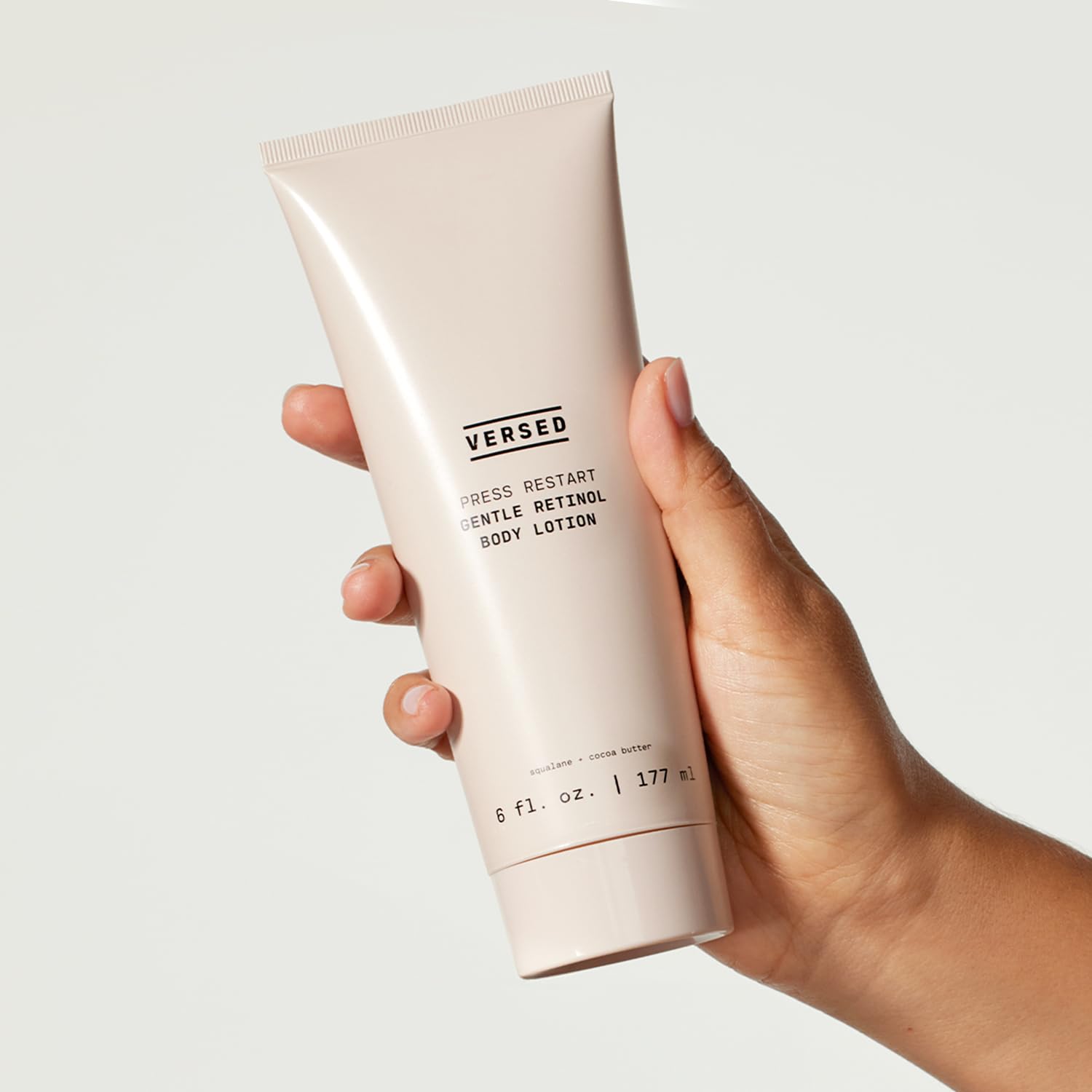 Versed lotion pump dispensing retinol body lotion for even skin tone
