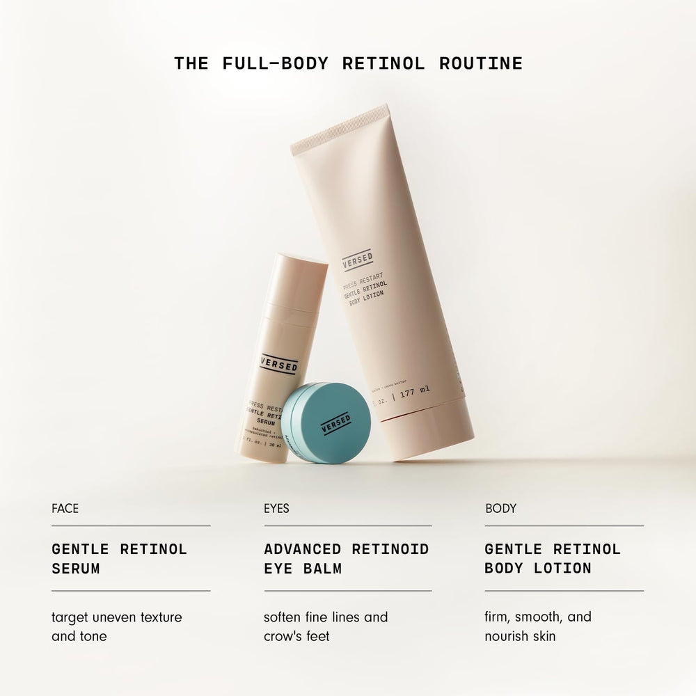 Squalane droplets illustrate hydration in Versed retinol body lotion