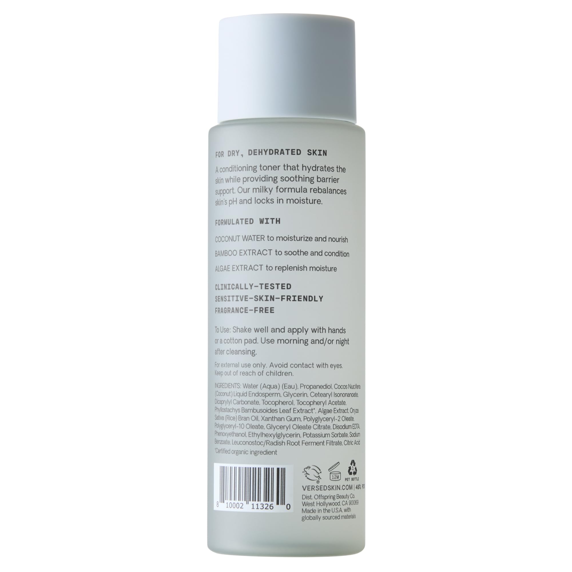 Versed Skin Soothe Tónico: rutina diaria de mañana y noche.