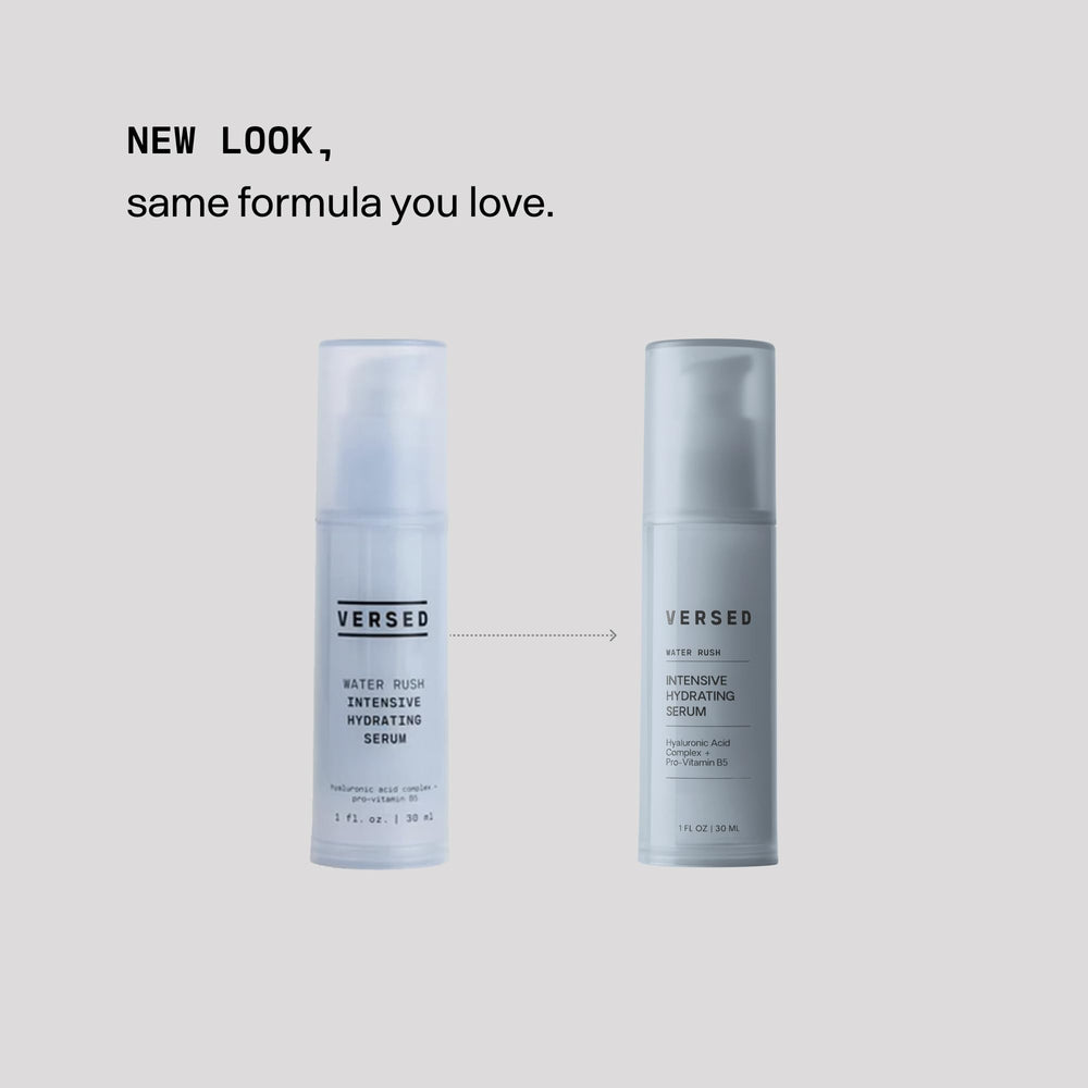 Versed Water Rush Suero: apto para piel sensible y libre de fragancias.