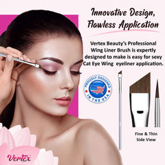 Vertex angled eyeliner brush flat edge design enables clean lines.