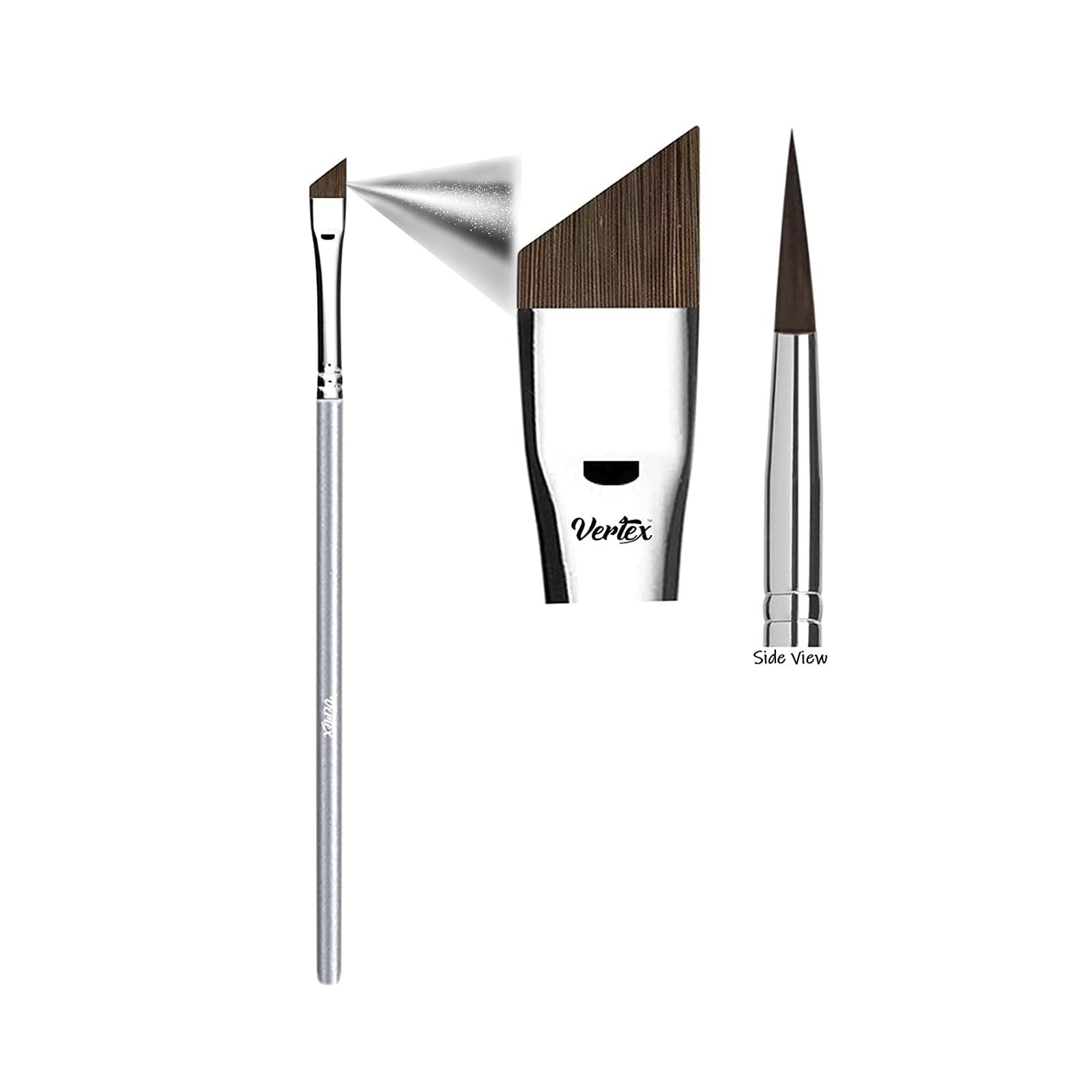 Vertex angled eyeliner brush slanted tip for precise winged liner.