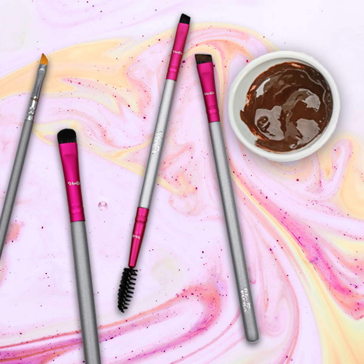 Vertex Eyebrow Brush Kit travel-friendly design fits makeup bag.