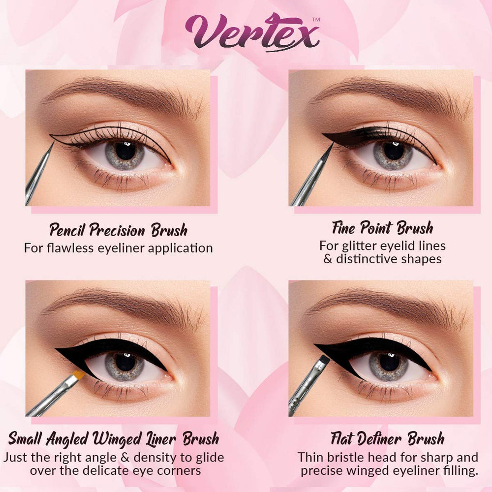 Vertex Eyeliner Brush Small Angled Wing for defined wing tips.