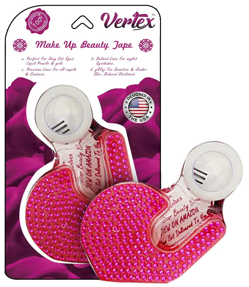 Vertex makeup tape for eyeliner wing tips provides precise edges and clean wings.