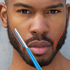 Vertex mustache straight-line trimmer enables clean contouring and smooth facial edges.