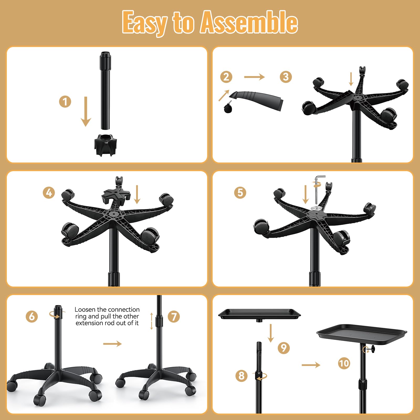 VERYTOP-360-degree-mobility-casters glide quietly on carpet, tile, and hardwood.