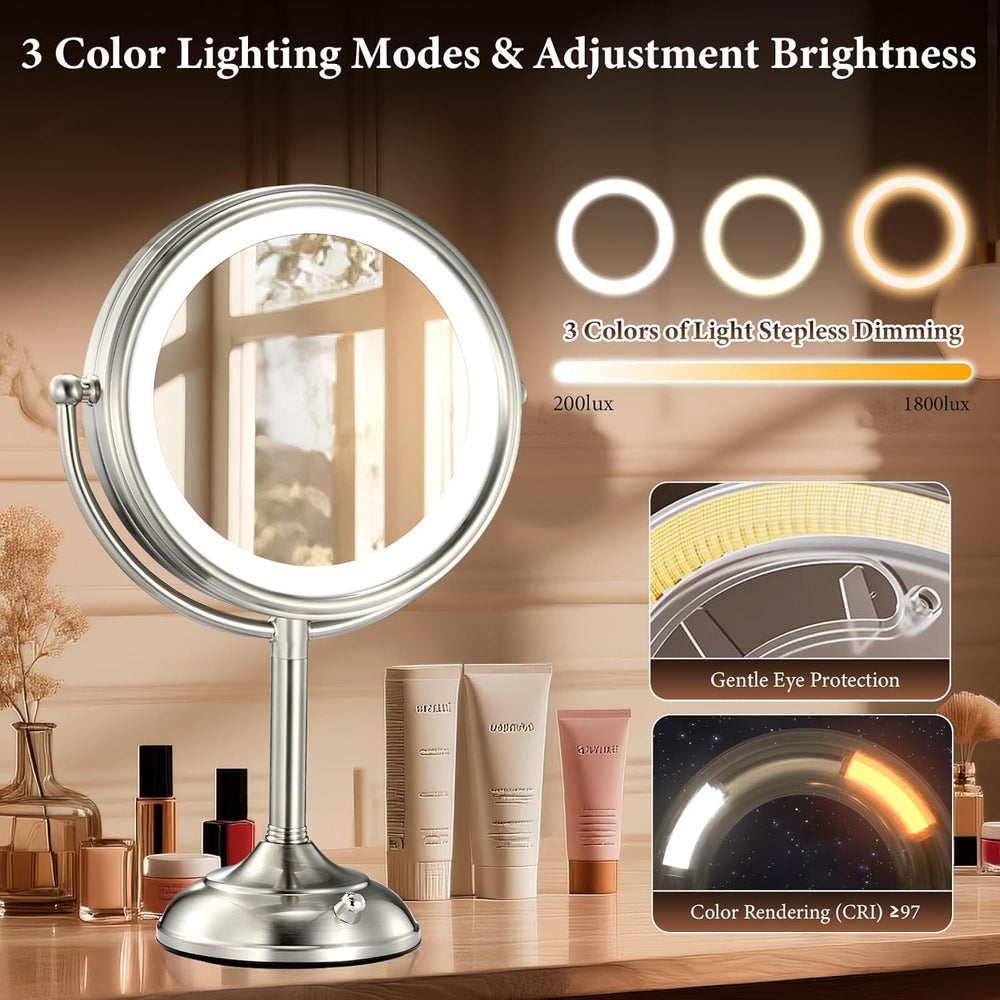 VESAUR mirror with 5000mAh rechargeable battery offers days of cordless use