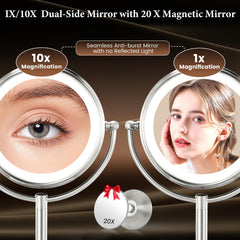 VESAUR 9-inch lighted makeup mirror with three color modes for tailored lighting