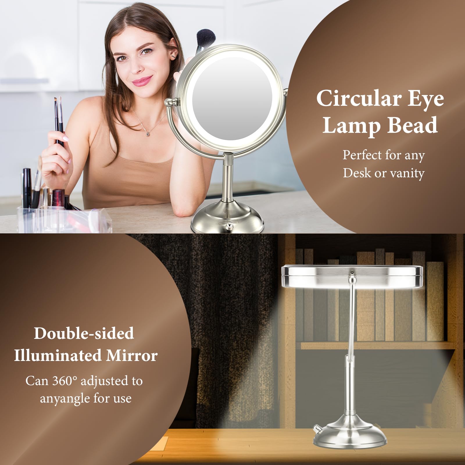 VESAUR pearl nickel finish adds luxurious vanity aesthetics.