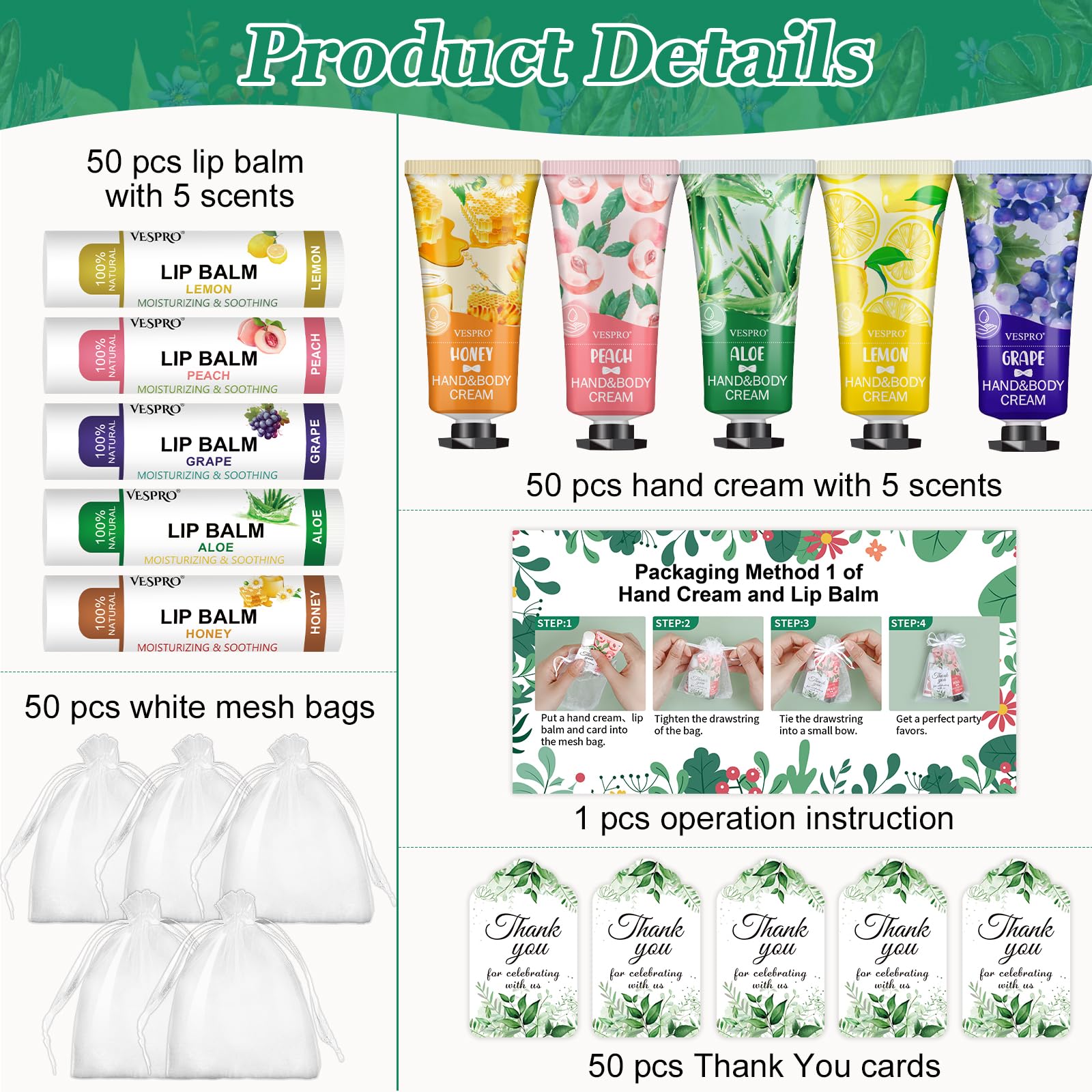 VESPRO bulk lip balm 50-pack for portable hydration.