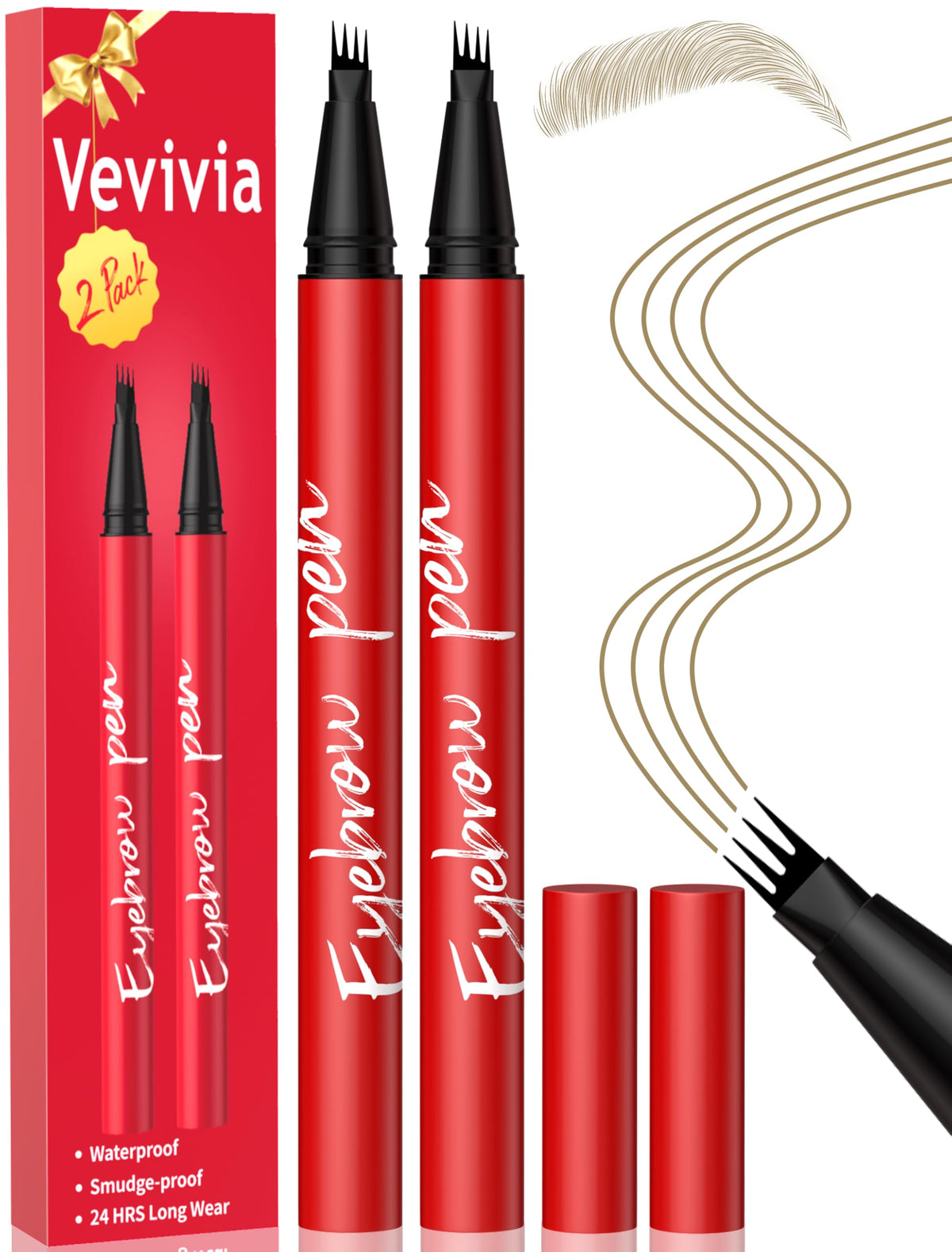 Lápiz cejas Vevivia Beauty 4 puntas para trazos precisos.