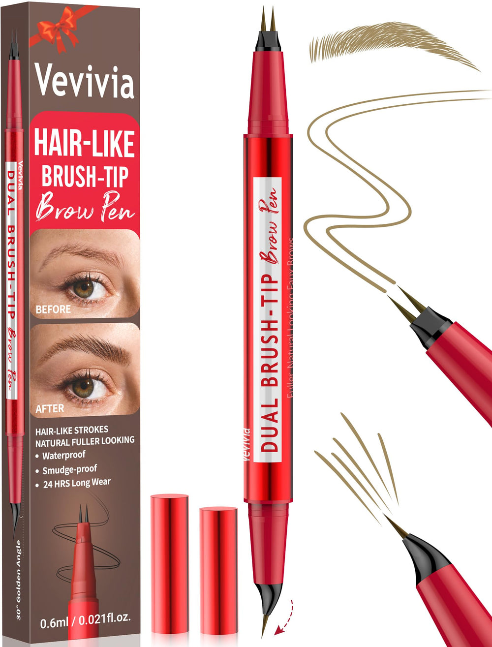 Vevivia: lápiz de cejas con doble brocha para relleno natural.