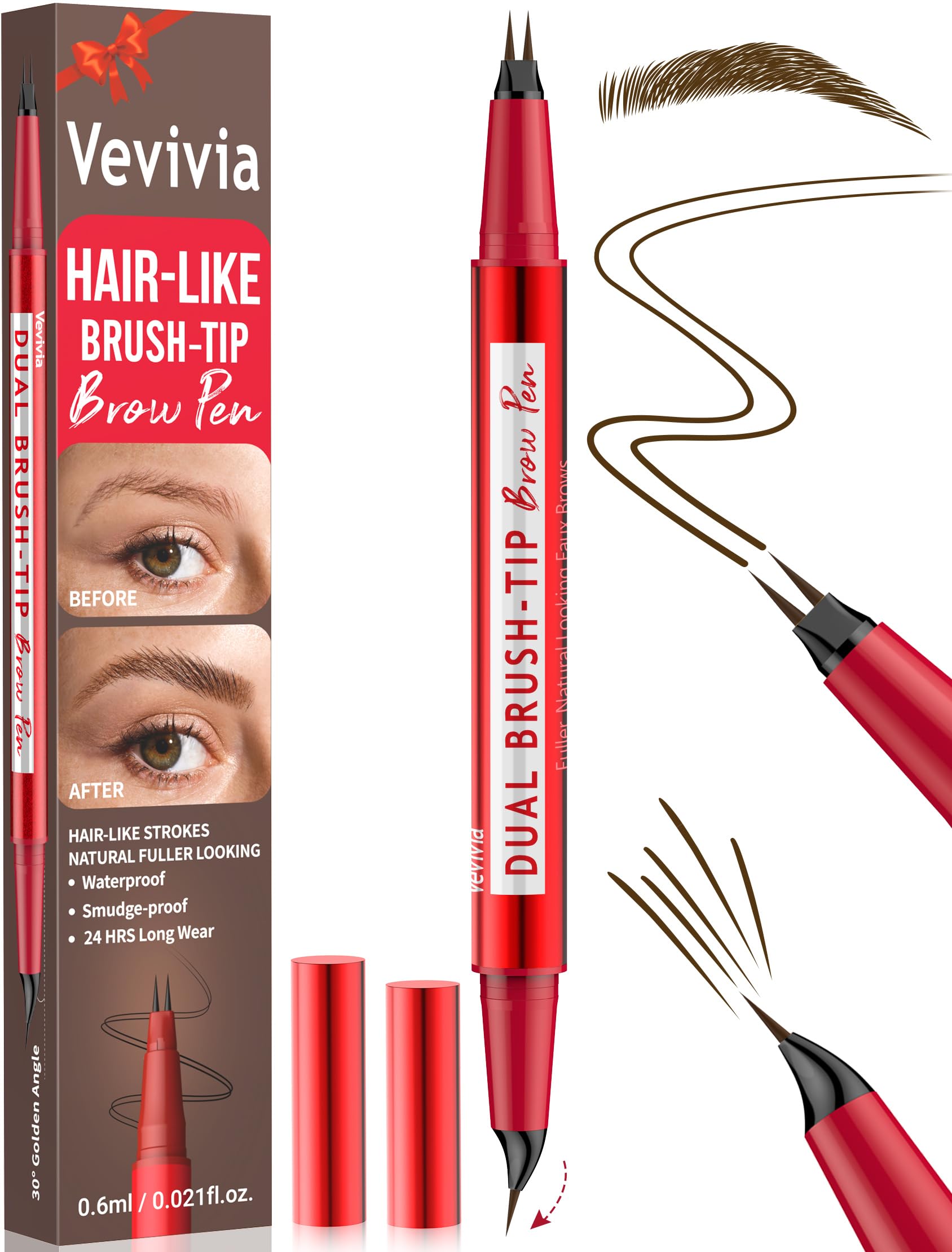 Vevivia cejas lápiz punta doble curva para trazo natural