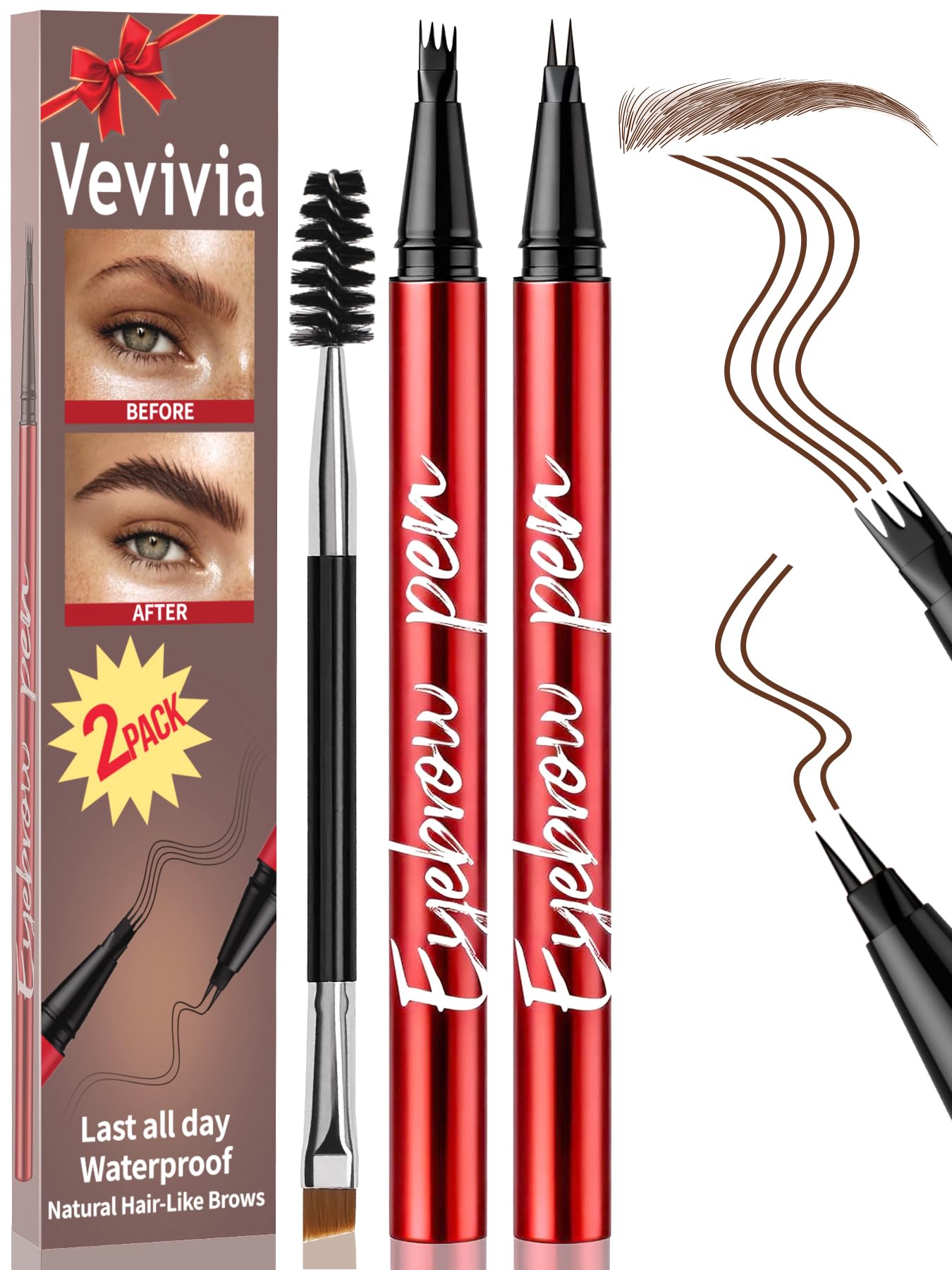 Lápices para cejas Vevivia Pack 2 con brocha, uso diario.
