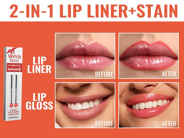 Vevivia: tinta labial desprendible rosa para delinear y rellenar.