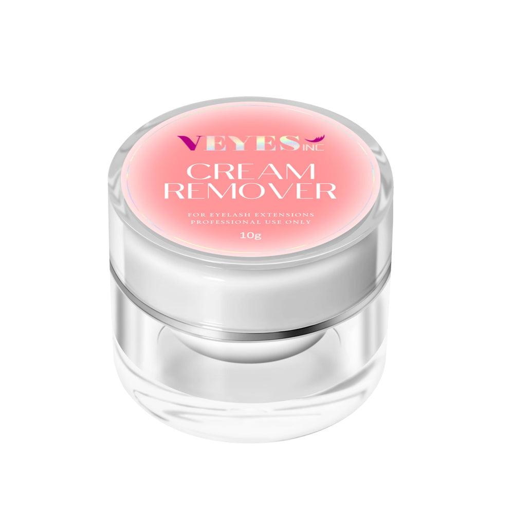VEYES INC cream lash remover bottle shows controlled, low-irritation lash extension removal.