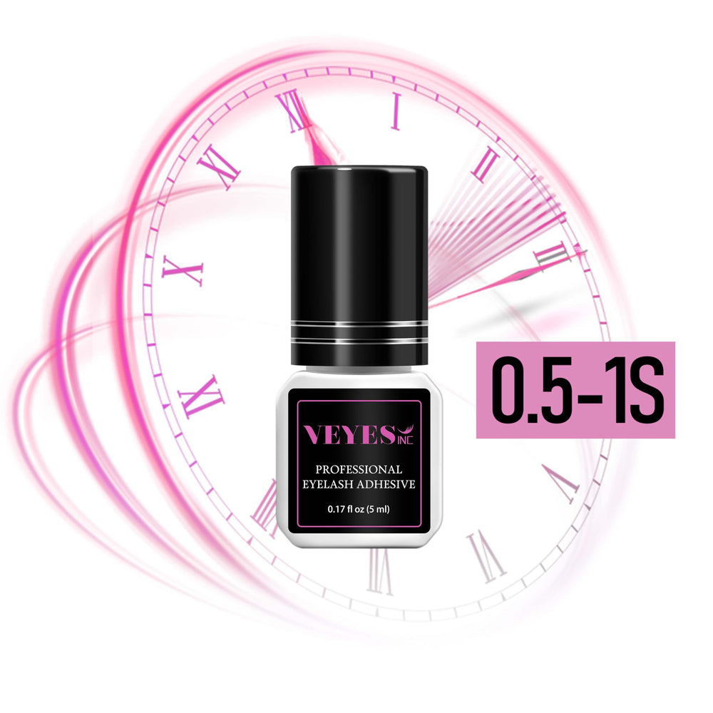 Close-up of VEYES INC fast-dry glue showing precise 0.5–1 second setting.
