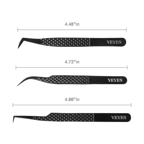 VEYES INC Lash Tweezers ergonomic curve design aids smooth placement.