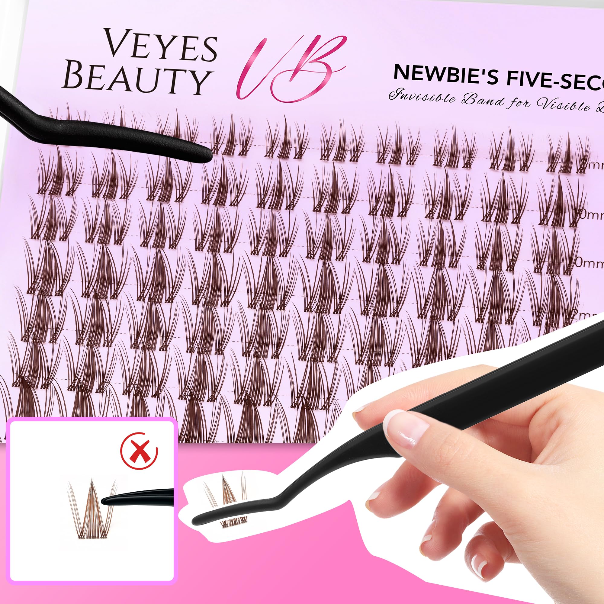 VEYESBEAUTY soft PBT fibers create fluffy, lightweight lashes.